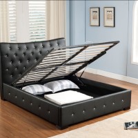leather Double Black bed