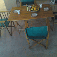 FOUR  FOLDING CHAIRS+FOLDING TABLE